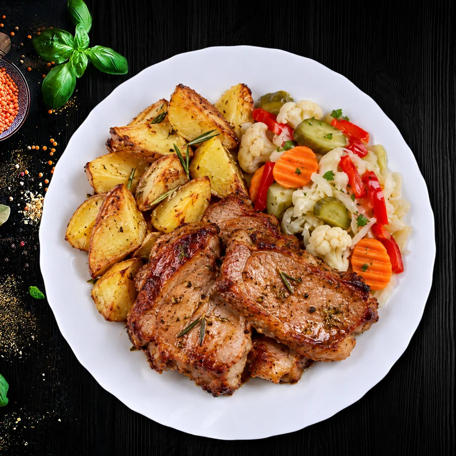 Platou tradițional cu friptură de porc